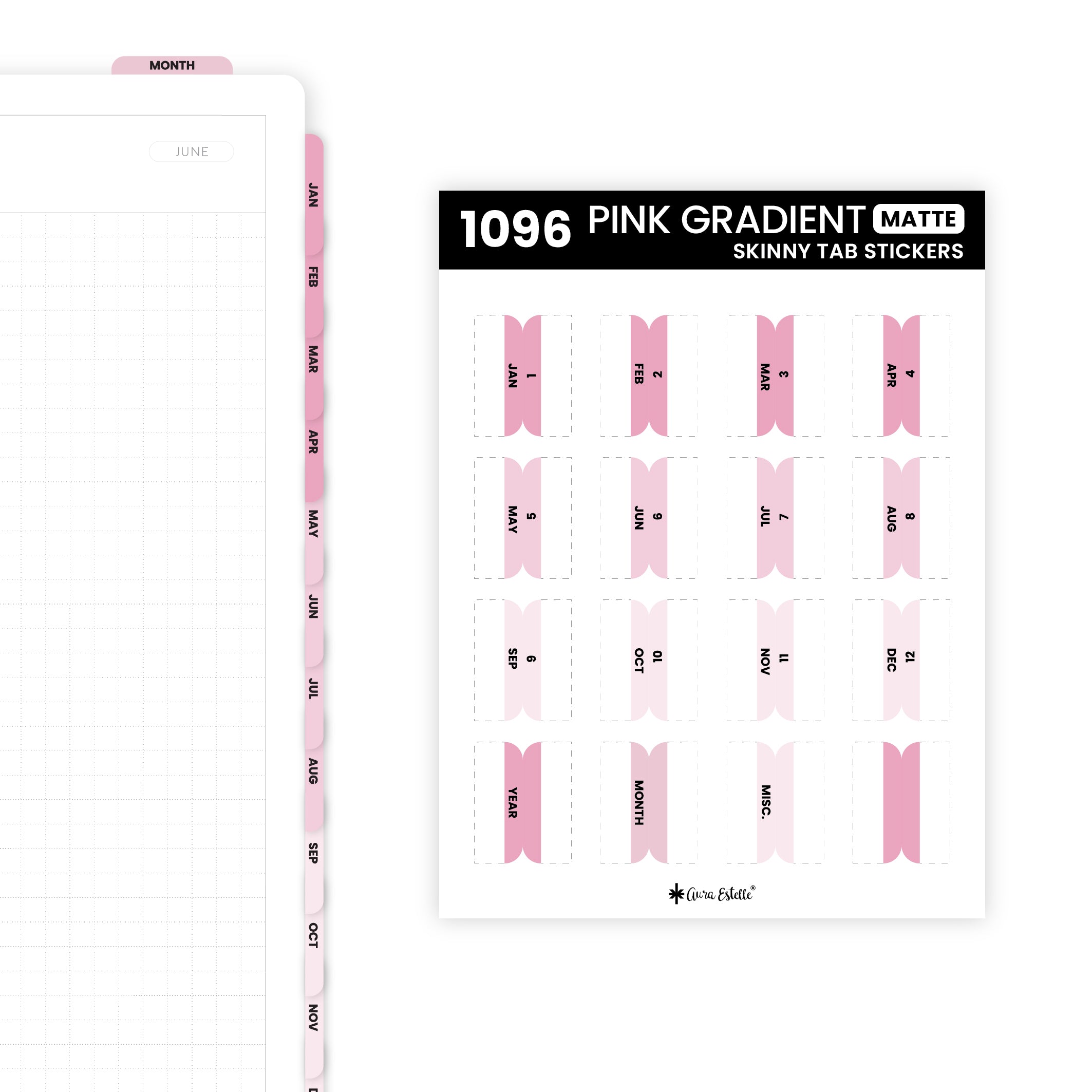 Skinny Tab Stickers Pink Gradient Matte
