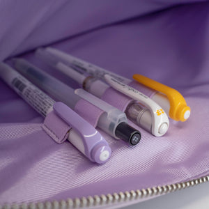 Aura Estelle The M Pouch lilac interior with pen loops and pens