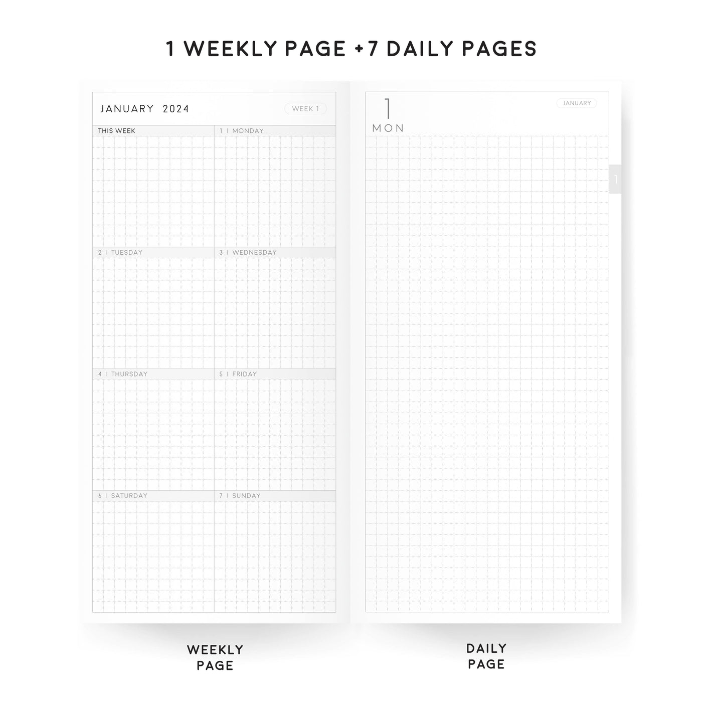 Weeks Classic Daily Planners | 2024 Dated Tomoe River Paper