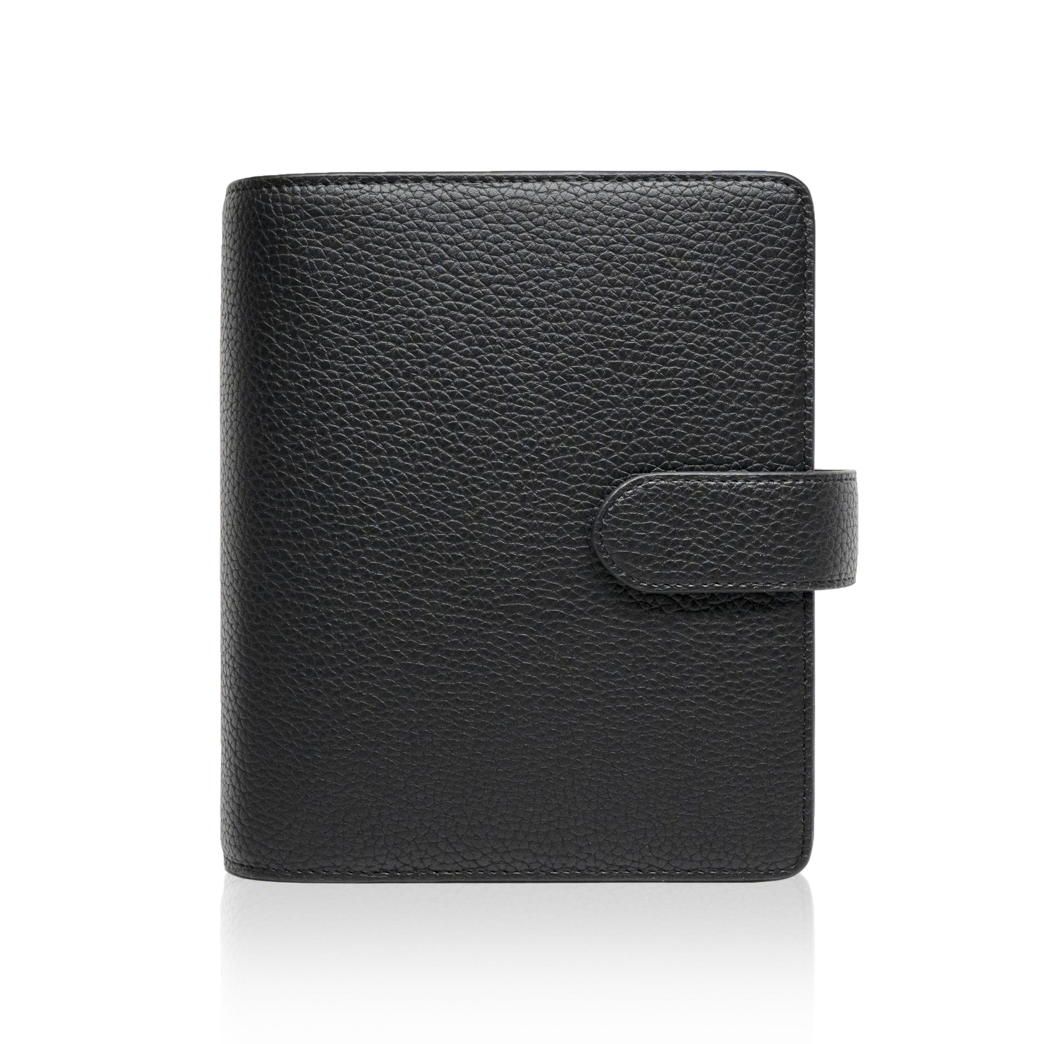 Two-Tone Pocket Black Pebble Leather Ring Organizer with Krause
