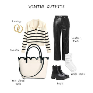 Aura Estelle Cloud Mini Tote Canvas Cloud Mini Tote Canvas winter outfit styling board