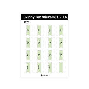 Skinny Tab Stickers Green