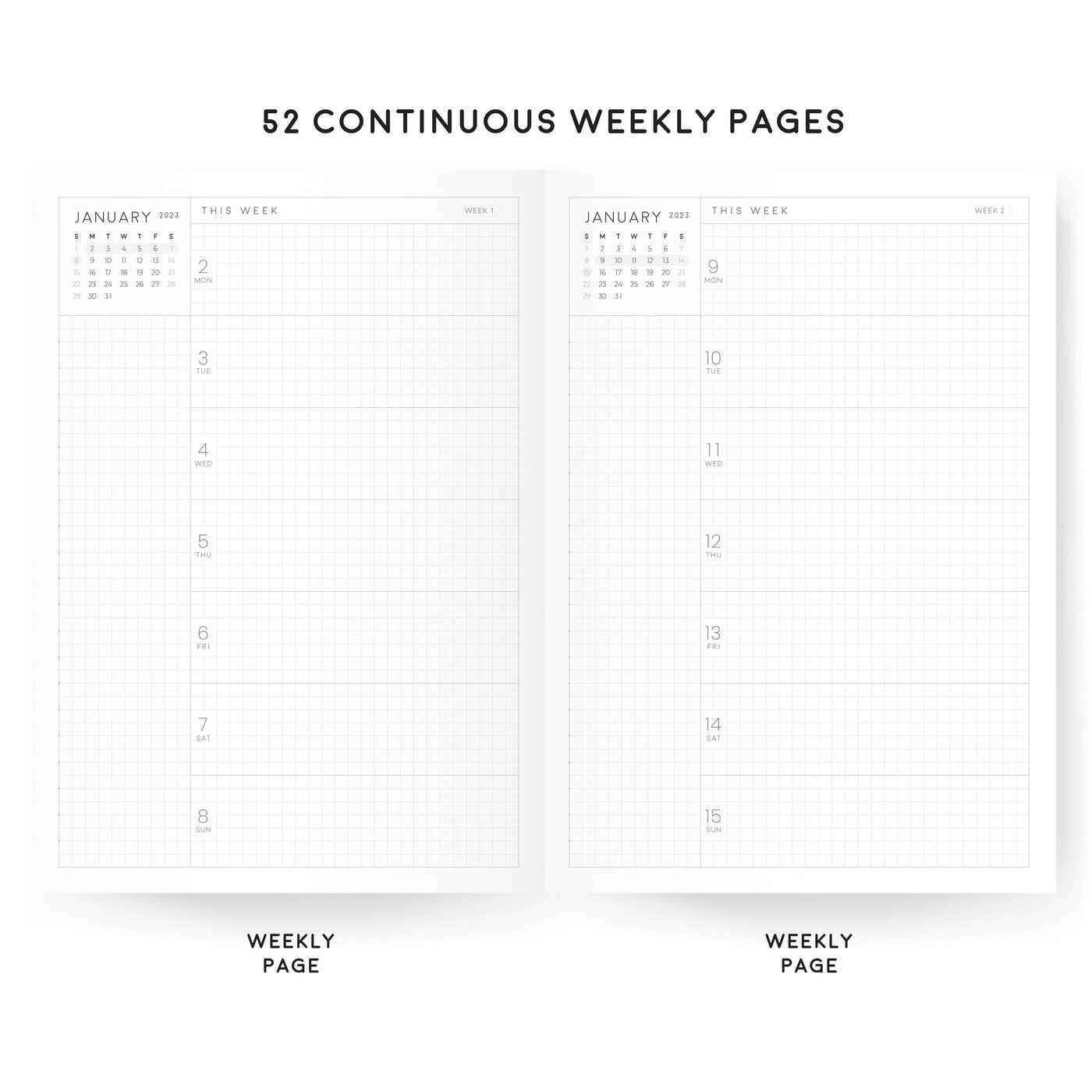 A5 Weekly Index Planner | 2023 Dated | Tomoe River Paper