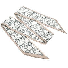 Aura Estelle Twilly Scarf beige sculpture print scarf laid flat