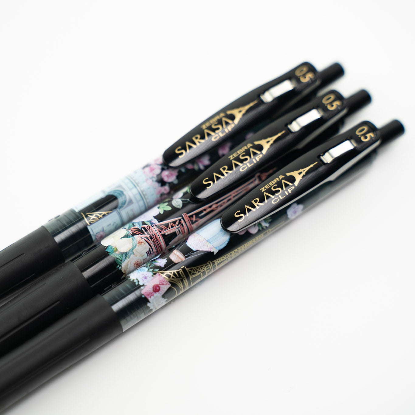Zebra Sarasa Paris Bloom II Gel Pen — Eiffel Tower Rose Limited Edition (Black Ink)