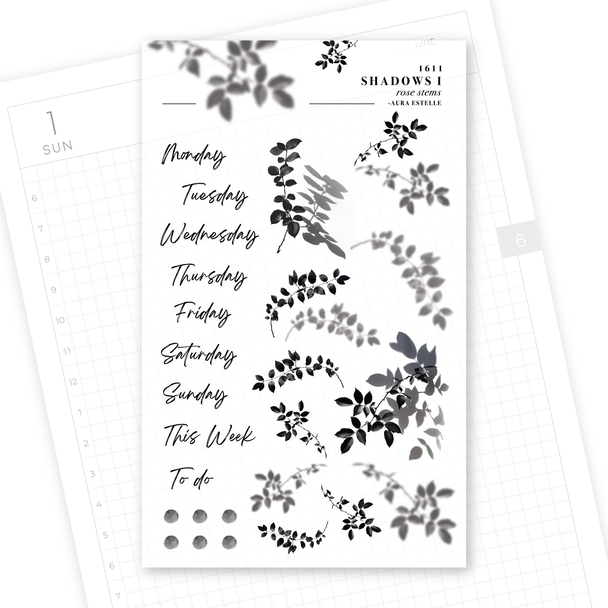 Washi Stickers | Shadows I Rose Stems