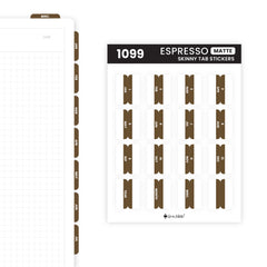 Aura Estelle Skinny Tab Stickers Espresso Matte sticker sheet with monthly tabs