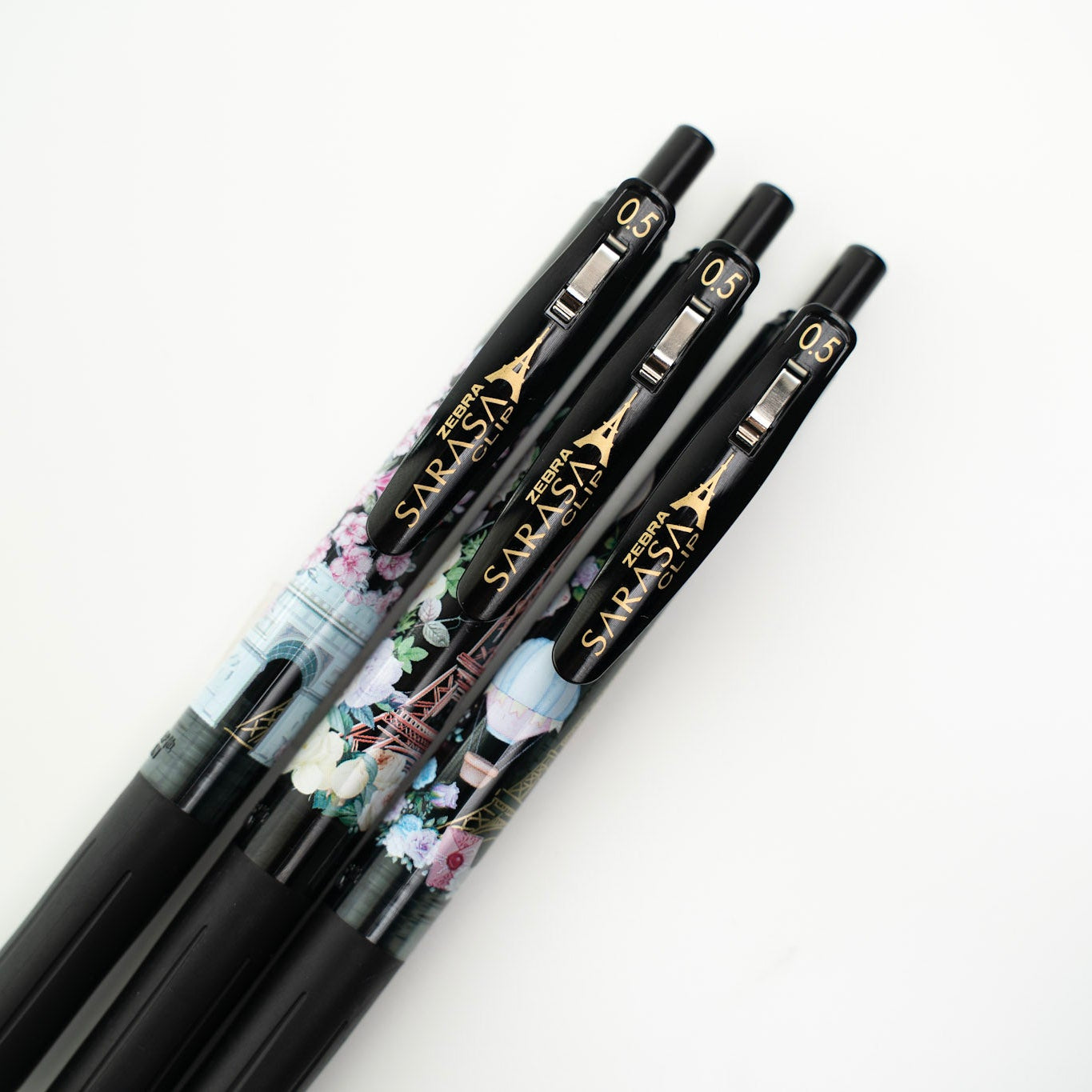 Zebra Sarasa Paris Bloom II Gel Pen — Eiffel Tower Rose Limited Edition (Black Ink)