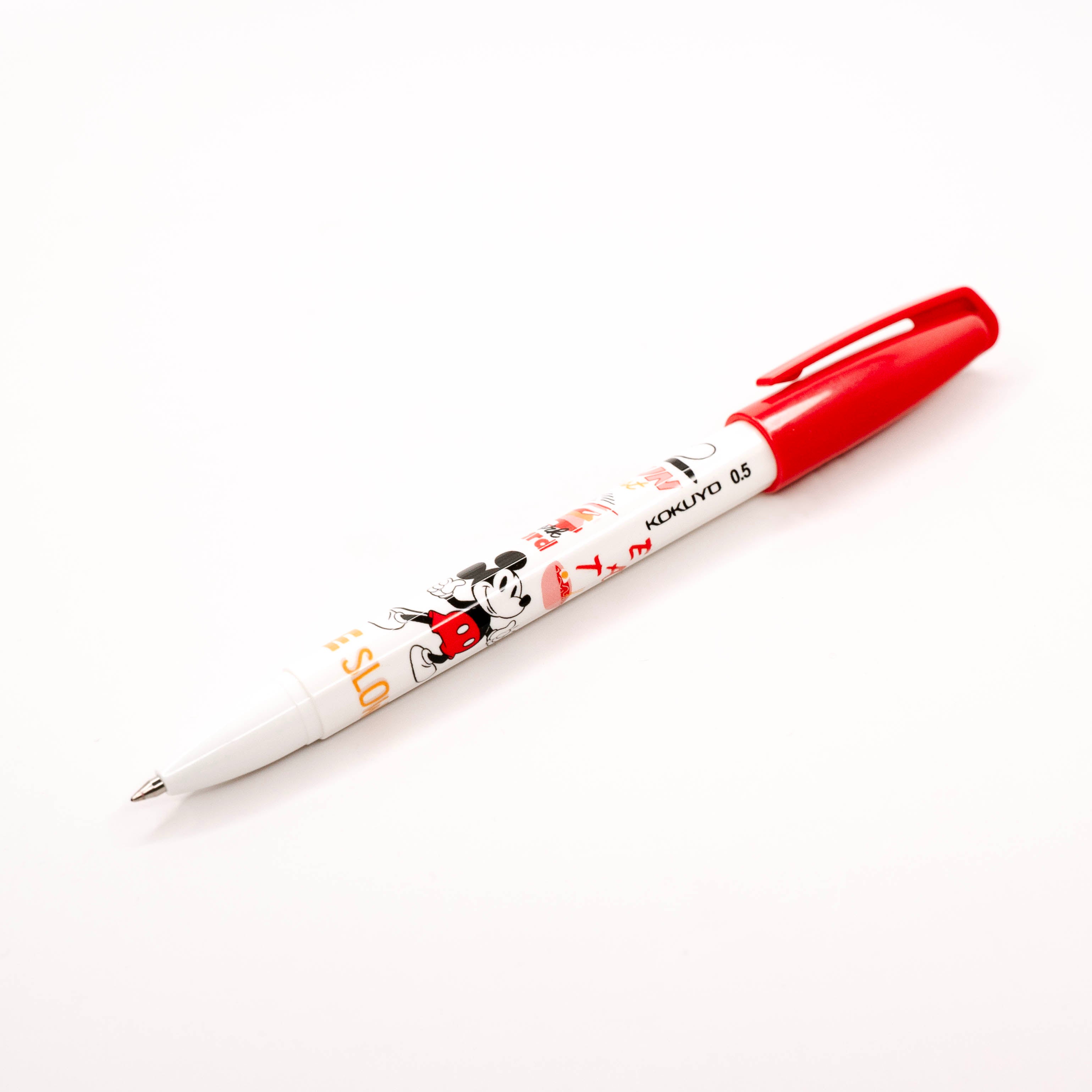Aura Estelle Kokuyo x Anterique Disney Limited Gel Pen red cap Disney limited edition gel pen angled product shot