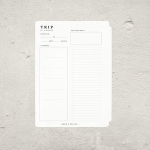 Aura Estelle Travel Tip-In A5 travel plans page back product shot