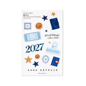 Aura Estelle 2027 Decorative Stickers in Blue, limited edition washi sticker sheet
