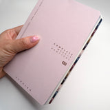 Aura Estelle Skinny Tab Stickers Gemstone Matte Gemstone Matte skinny tabs applied to pink notebook edge