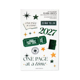 Aura Estelle 2027 Decorative Stickers in Dark Green, limited edition washi sticker sheet