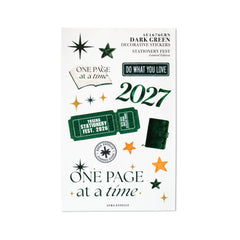 Aura Estelle 2027 Decorative Stickers in Dark Green, limited edition washi sticker sheet