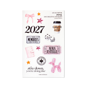 Aura Estelle 2027 Decorative Stickers in Pink, limited edition washi sticker sheet
