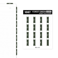 Skinny Tab Stickers Forest Green
