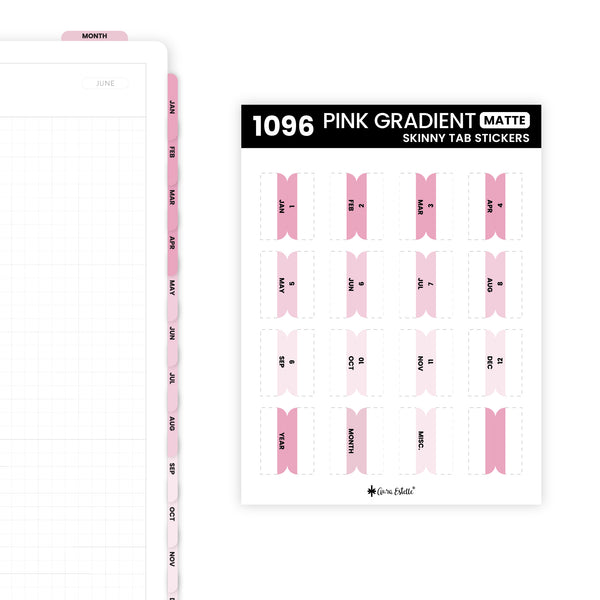 Aura Estelle Skinny Tab Stickers Pink Gradient Matte skinny tab sticker sheet product shot