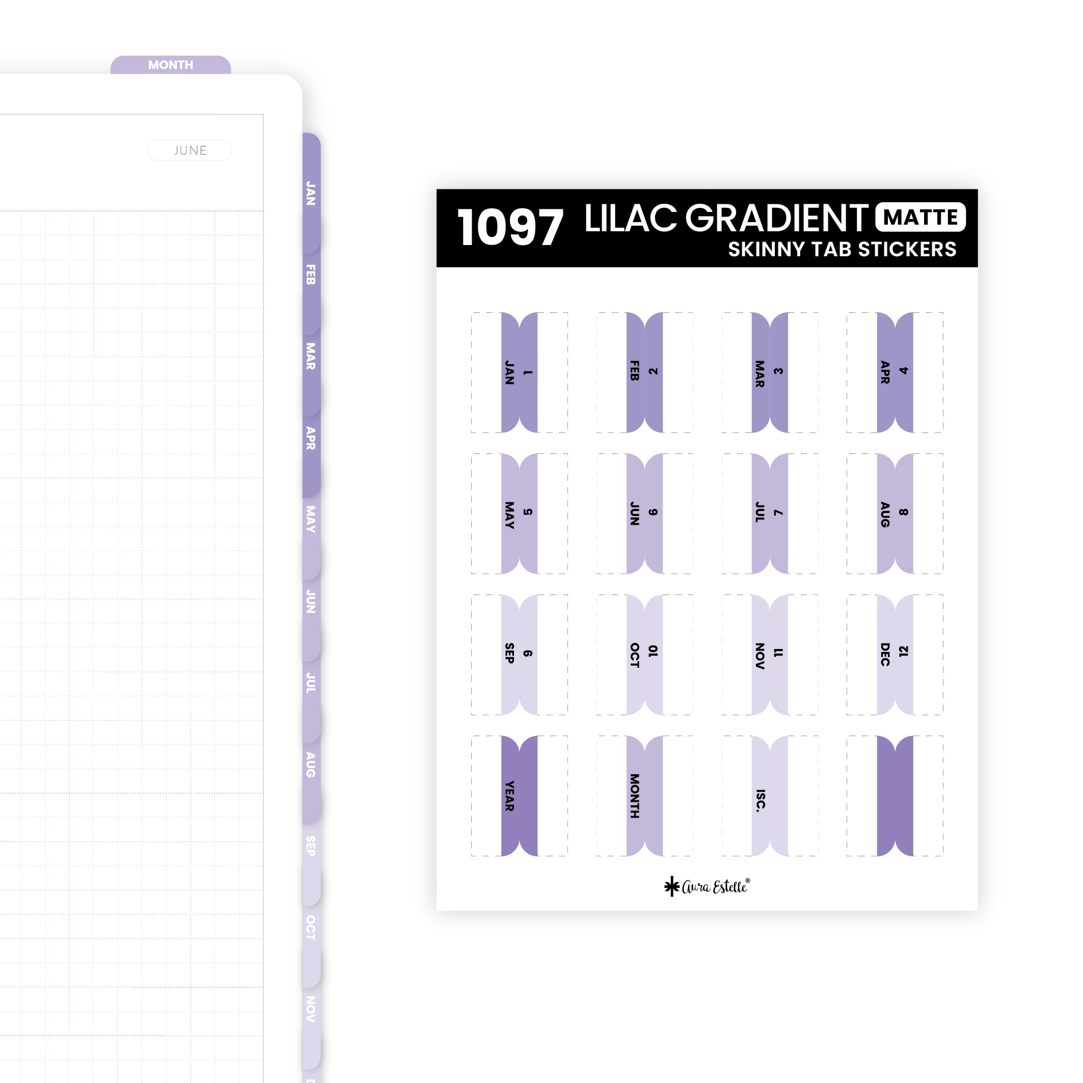 Skinny Tab Stickers Lilac Gradient Matte