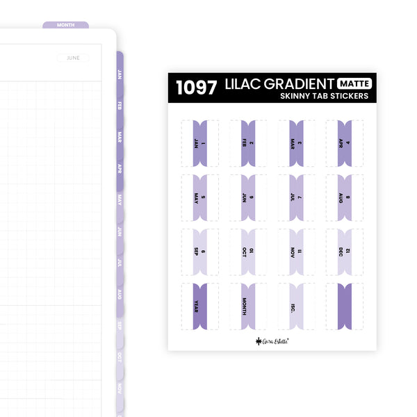 Aura Estelle Skinny Tab Stickers Lilac Gradient Matte skinny tab sticker sheet product shot