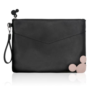 Aura Estelle The M Pouch black front view with pink charm