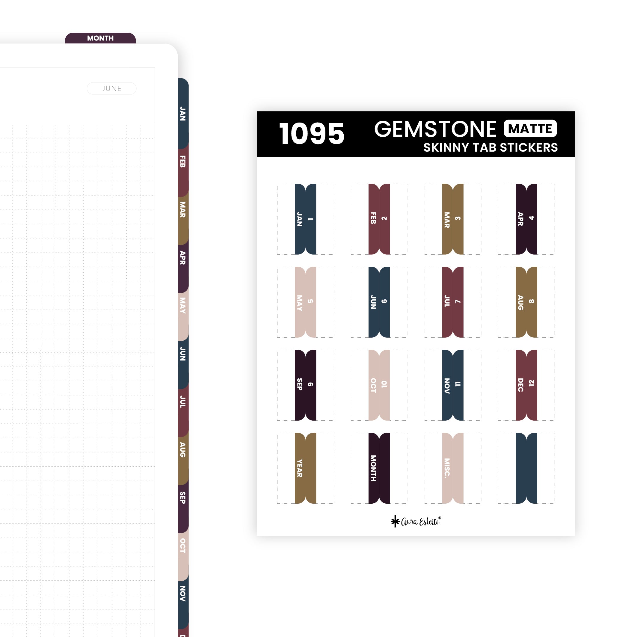 Skinny Tab Stickers Gemstone Matte