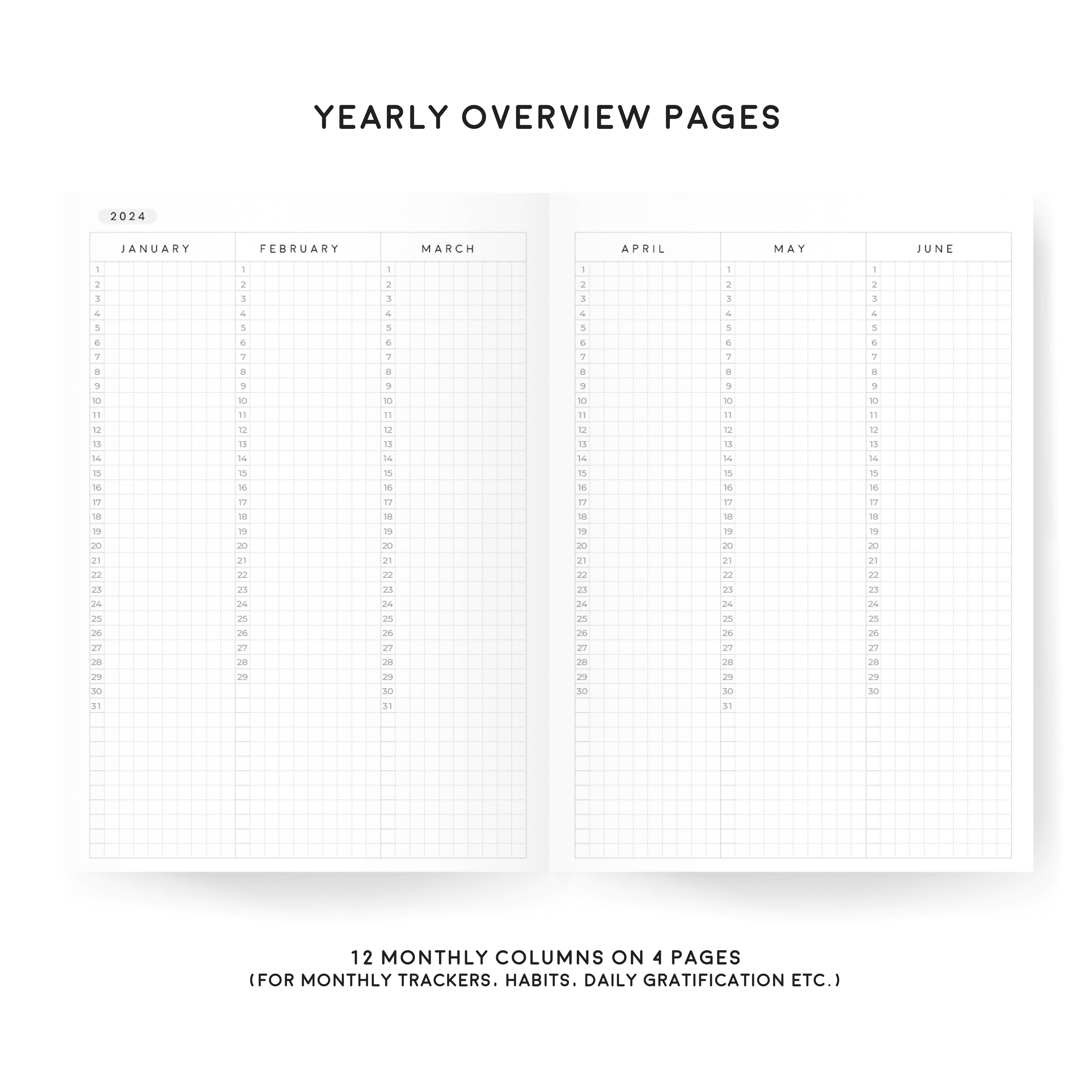 Aura Estelle B6 Classic Daily Planners | 2024 Dated | Tomoe River Paper - insidepages yearlyoverview product photo