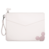 Aura Estelle The M Pouch white front view with pink charm