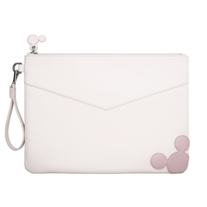 Aura Estelle The M Pouch white front view with pink charm