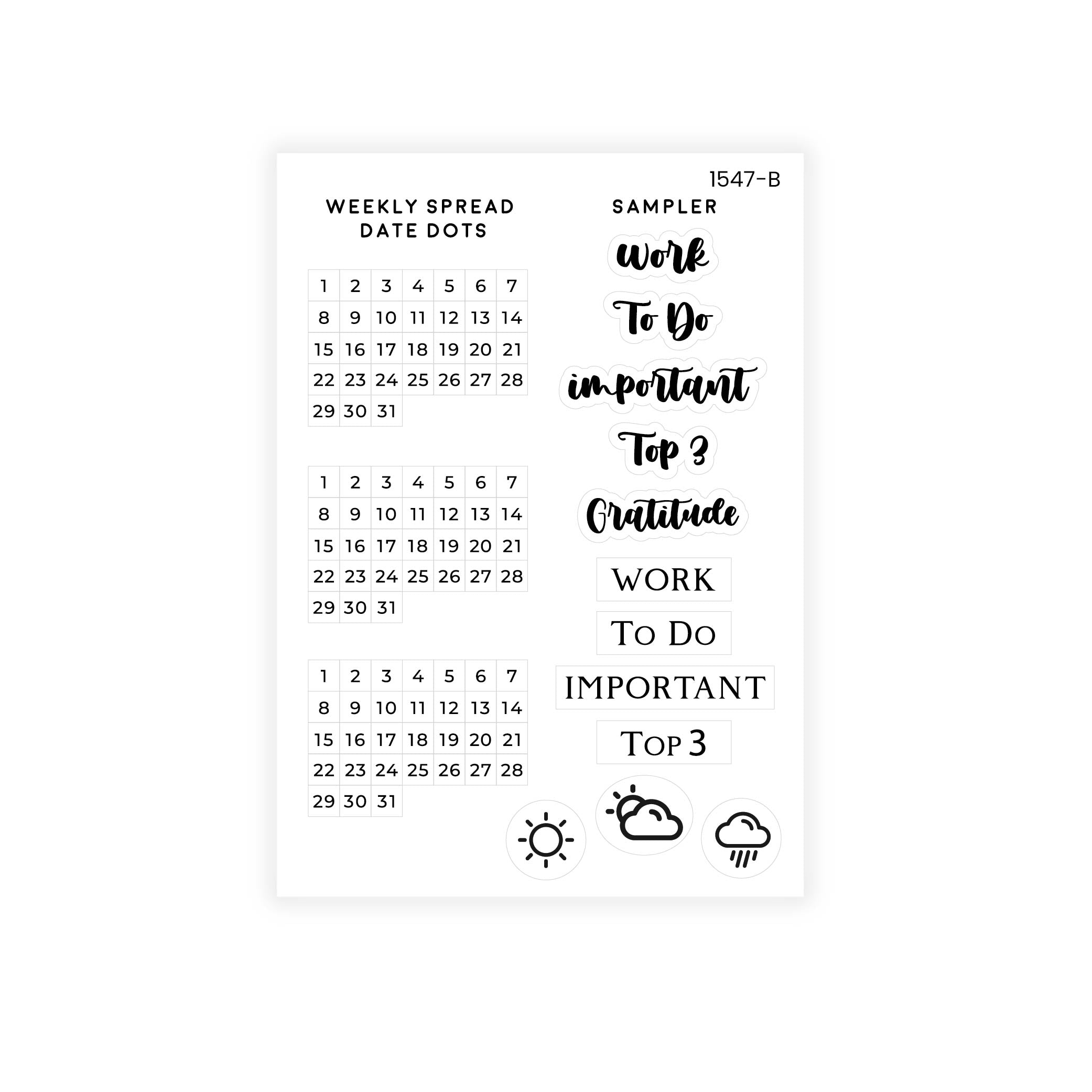DAYS OF WEEK HEADER STICKER KIT | 1547