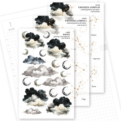 Washi Stickers | Moon and Constellations | 3pcs pack
