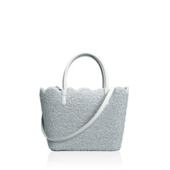 Aura Estelle Cloud Mini Tote Shearling dusty blue shearling Cloud Mini Tote front product shot