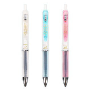 Aura Estelle Zebra Sarasa Dry Airfit Grip Gel Pen Japan Only Edition color lineup in white, blue, and pink barrels