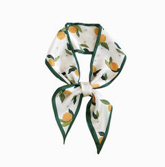 Aura Estelle Twilly Scarf green botanical print scarf laid flat