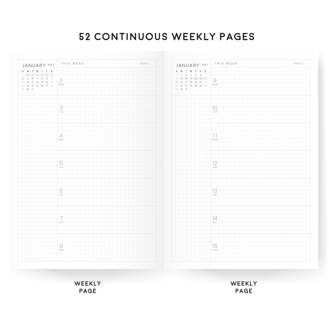 A5 WEEKLY INDEX PLANNER | 2023 DATED TOMOE RIVER PAPER