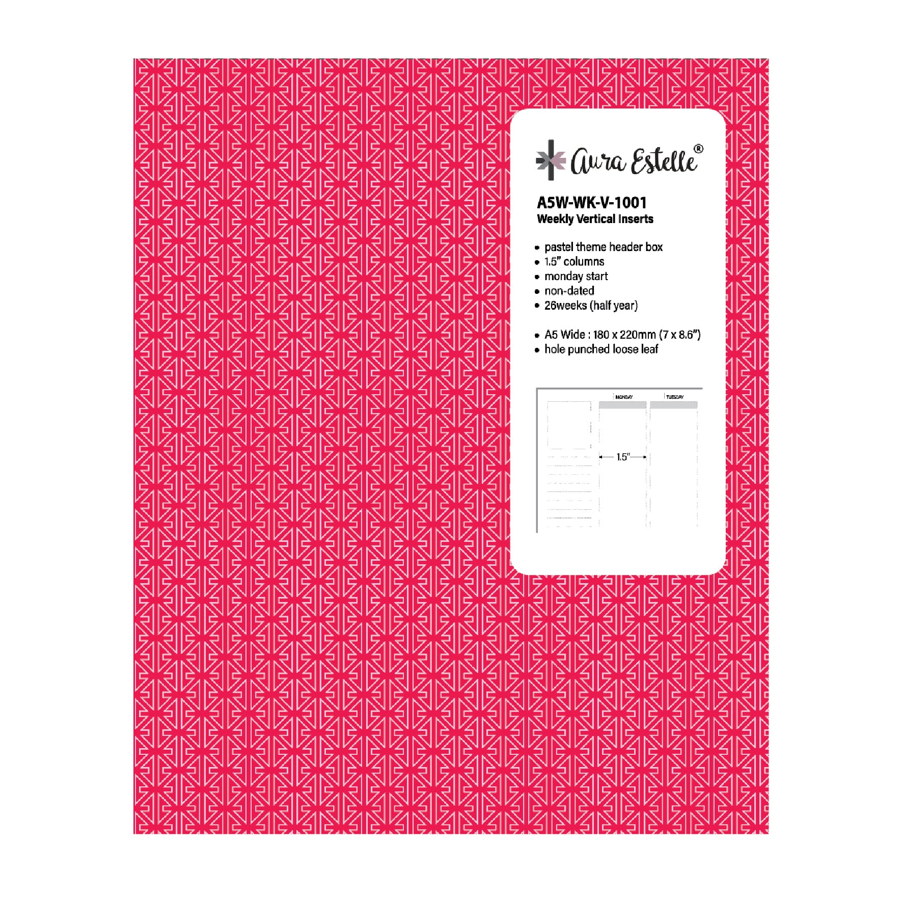 WEEKLY VERTICAL INSERTS A5W 1001