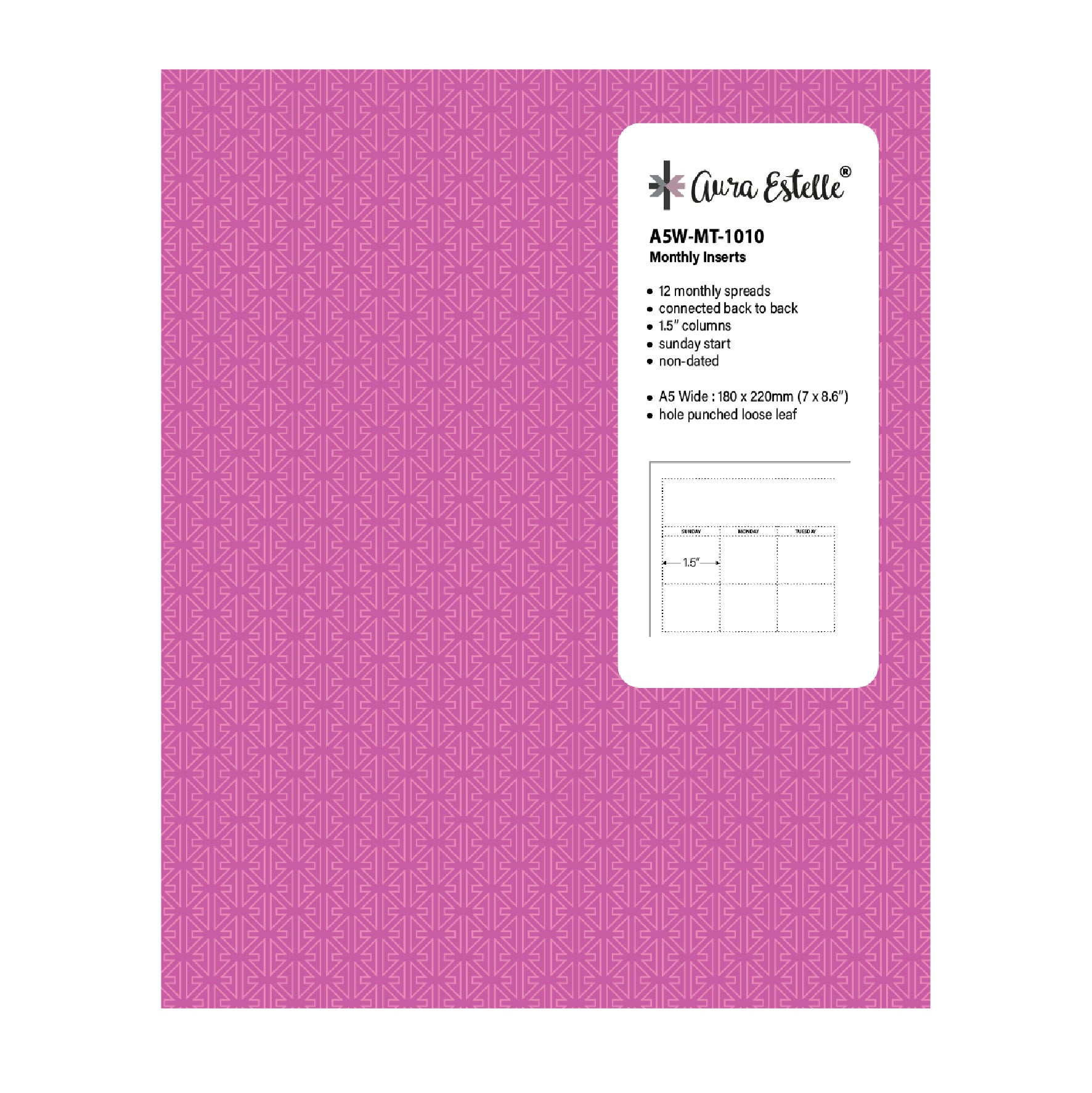 A5W Monthly Inserts - Clustered Style 1010