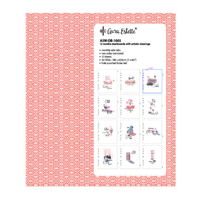 12 MONTHS DASHBOARDS WITH ARTISTIC DRAWINGS A5W 1005