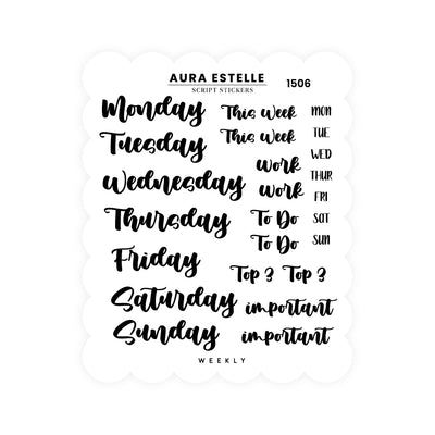 Washi Stickers | Weekly Headers Cursive