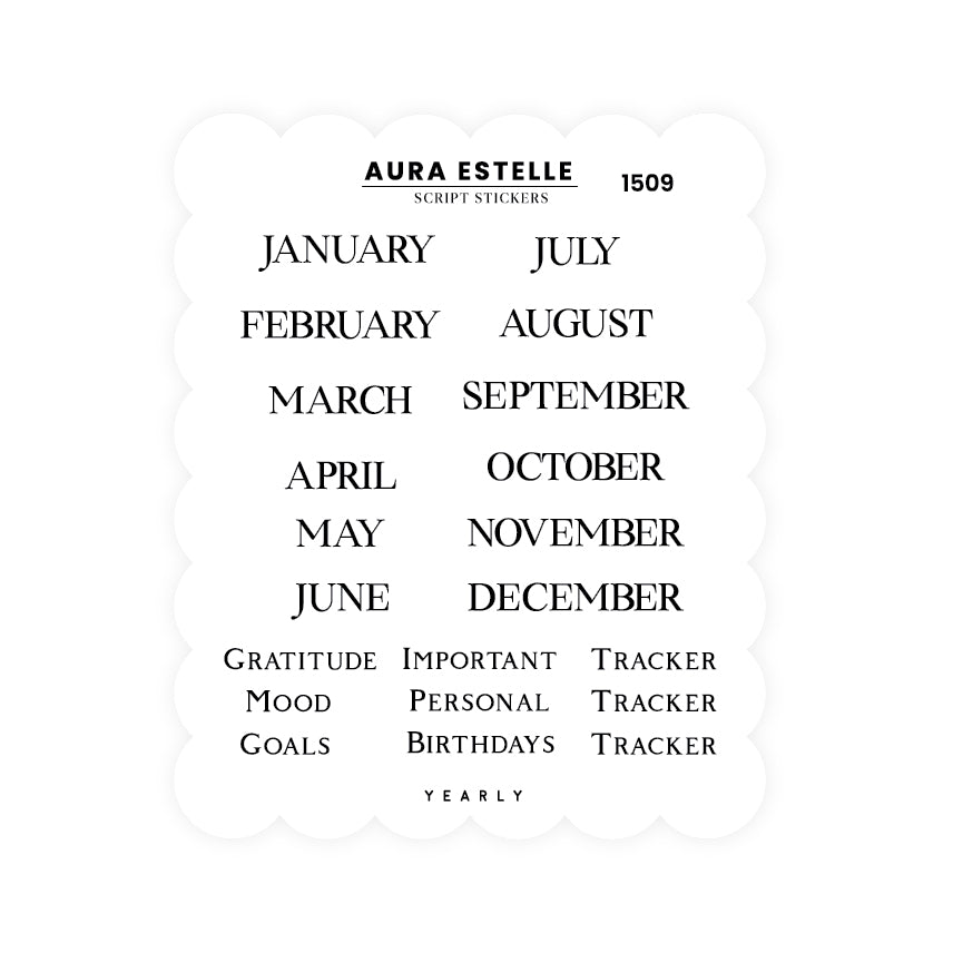 Washi Stickers | Monthly Header Serif