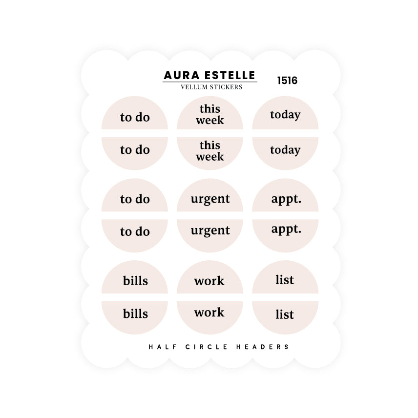 Washi Stickers | Half Circle Headers
