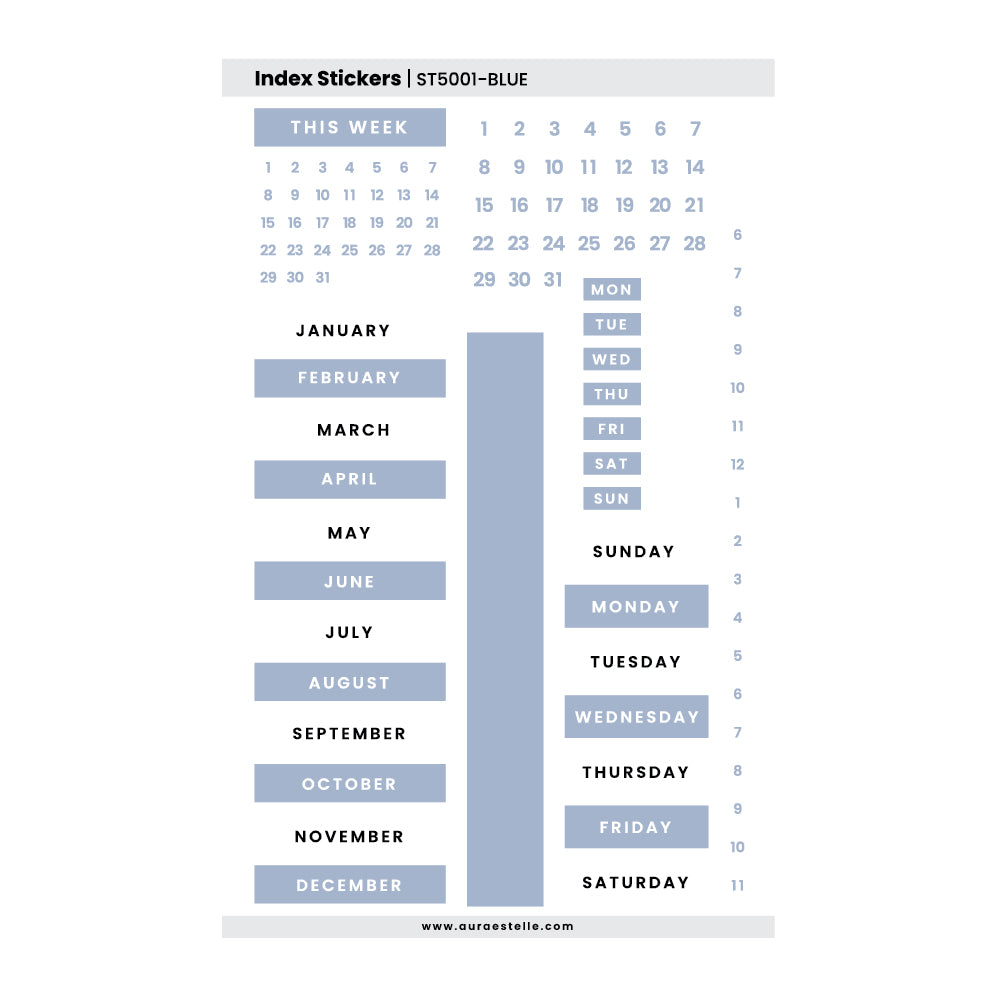 Index Sticker Set For B6 Classic Notebooks