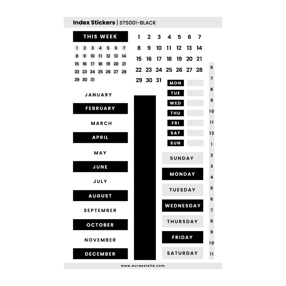 Index Sticker Set For B6 Classic Notebooks