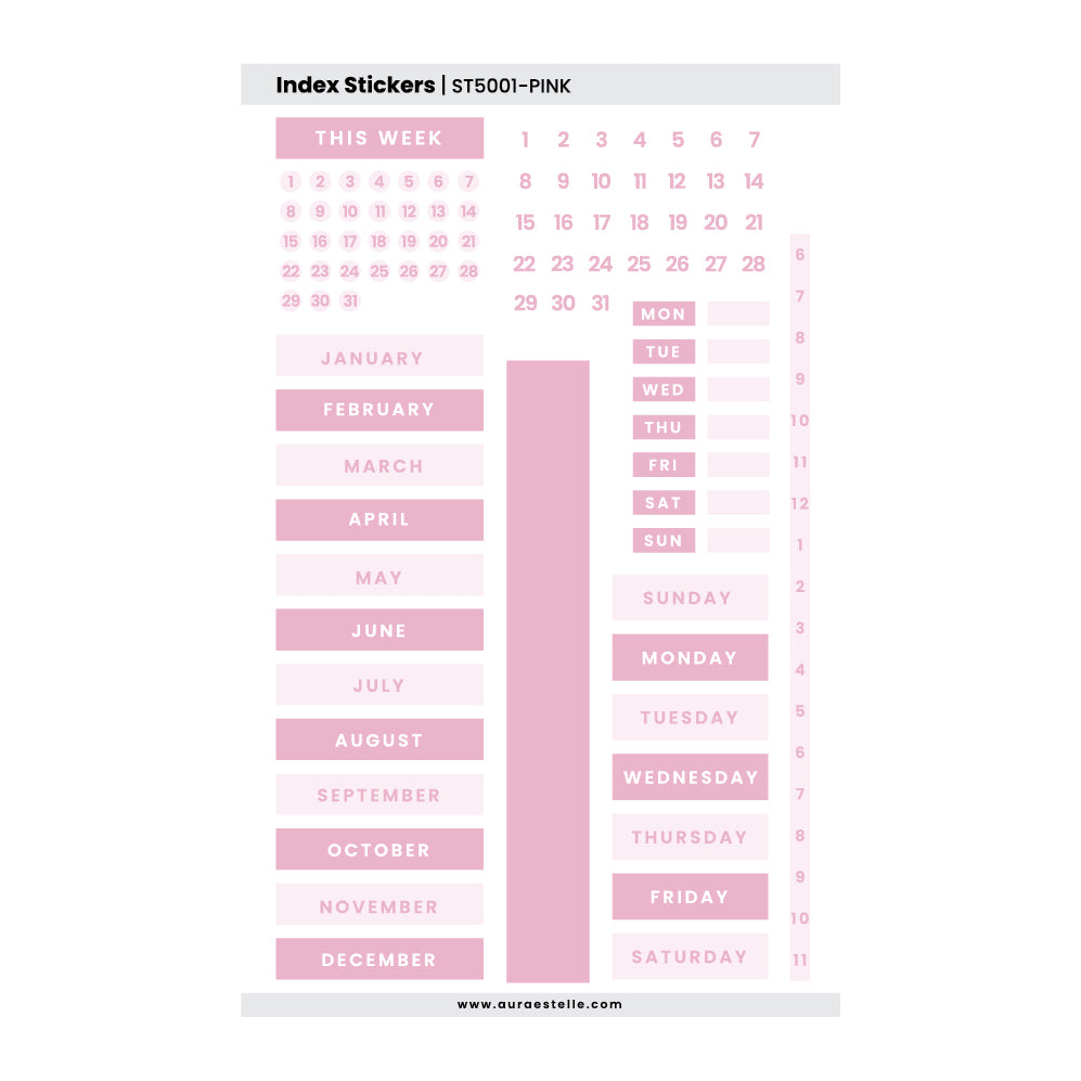 Index Sticker Set For B6 Classic Notebooks
